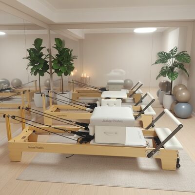 Qualität Dauerhafte Fabrik Holz Fitnessstudio Ausrüstung Reformatoren Maschine Fitness Training Bett Buche Holz Yoga Pilates Reformer Studio Home Fabrik