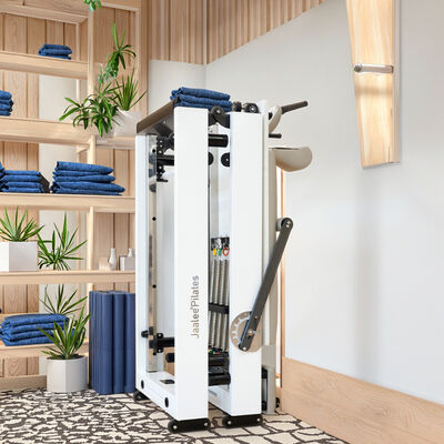 Quality Customizable Yoga and Pilates Set Made of Beech Wood and Micro-leather, with a Foldable Pilates Reformer Pilat bar factory