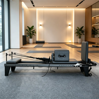 Kualitas Komersial Infinite Footbar Hitam Aluminium Pilates Reformer Pusat Kebugaran pabrik