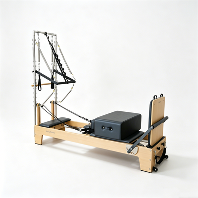Qualität Massivholz-Pilates-Reformer mit halbem Trapez-Turm Fabrik