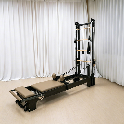 Calidad Fabrica directa de Pilates de madera sólida Reformador espiral Torre de medio trapecio Apariencia personalizada Logotipo de cuero Accesorios completos Fábrica