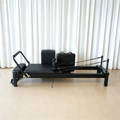 Quality Commercial Black Aluminium Pilates Reformer Full Sliding Track Core Training Bed With Box & Footrest factory