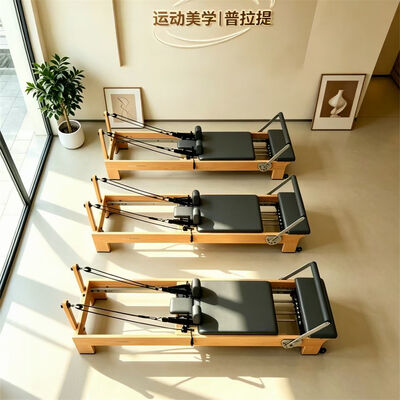 Kalite Premium Çam ağacı Pilates Reformer 4 pozisyonlu Bahar Kanca Ölçeklendirilmiş Kaydırma Çubuğu Tam Aksesuarlar Ekstra yedek parçalar OEM ODM Ev Stüdyosu Spor Salonu için Özel fabrika